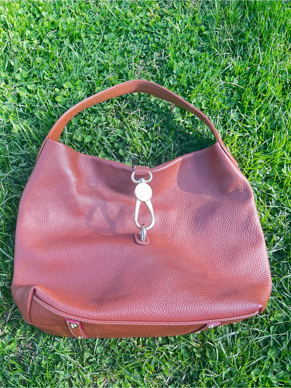 Women's Pebbled Leather Hobo Bag in Brown